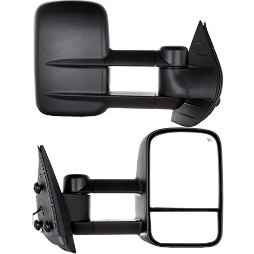 QUALINSIST Tow Mirrors Fit for 2008-13 for Chevy Silverado/Sierra 1500 Towing Mirrors With Power Adjusted Heated Without Turn Signal Light Black Housing 2PCS LH and RH Side