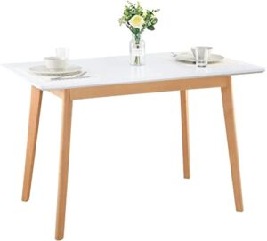 greenforest dining table modern rectangular top with solid wood legs 47.2 x 27.6 x 30 inch, kitchen table for dining room, white