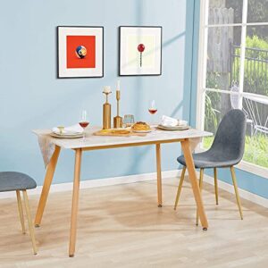 GreenForest Dining Table Modern Rectangular Top with Solid Wood Legs 47.2 x 27.6 x 30 inch, Kitchen Table for Dining Room, White