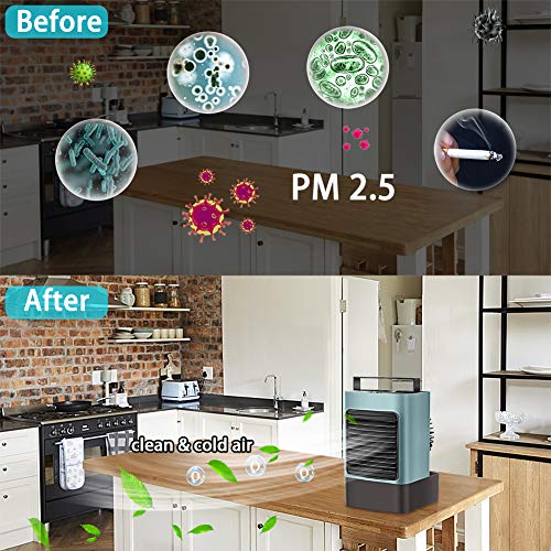 OVPPH Portable Air Conditioner, Personal Air Cooler Fan Mini Evaporative Cooler Desk Table Fan, Quiet Air Circulator Humidifier Misting Fan with 3 Speeds for Home Bedroom Office (Amry Green)