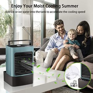 OVPPH Portable Air Conditioner, Personal Air Cooler Fan Mini Evaporative Cooler Desk Table Fan, Quiet Air Circulator Humidifier Misting Fan with 3 Speeds for Home Bedroom Office (Amry Green)