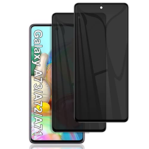 [2 Pack] for Samsung Galaxy A71 / A72 / A73 Privacy Screen Protector, Anti Spy 9H Tempered Glass for Galaxy A73 5G A71 A72 (4G/5G), Case Friendly Full Coverage Anti Scratch Bubble Free Easy Install