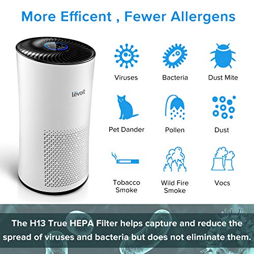 LEVOIT Air Purifier for Home Large Room with H13 True HEPA Filter & Air Purifier for Home Allergies Pets Hair Smokers in Bedroom, H13 True HEPA Air Purifiers Filter, for Large Room, Core 300, White