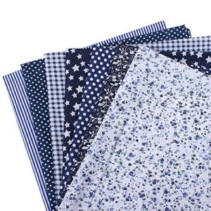 frigidssm 7pcs no repeat design printed floral cotton fabric for patchwork, sewing tissue to patchwork,quilting squares bundles navy blue