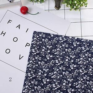 frigidssm 7Pcs No Repeat Design Printed Floral Cotton Fabric for Patchwork, Sewing Tissue to Patchwork,Quilting Squares Bundles Navy Blue