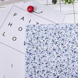 frigidssm 7Pcs No Repeat Design Printed Floral Cotton Fabric for Patchwork, Sewing Tissue to Patchwork,Quilting Squares Bundles Navy Blue