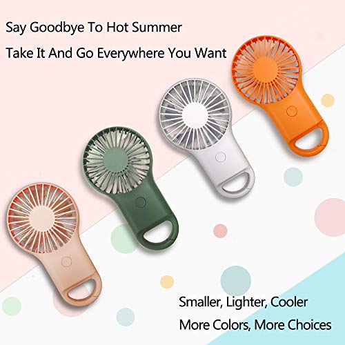 Hido Mini Handle Fan Battery Operate, Rechargeable Carabiner USB Mini Fan with Colorful Light, Portable Mini Handle Fan, Handle Fan Portable With Illumination for Camping Traveling Household, Pink