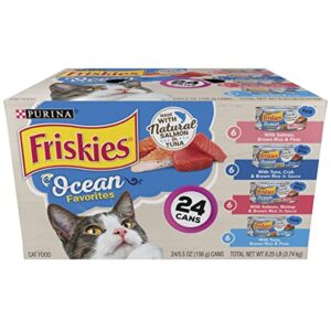 purina friskies ocean favorites wet cat food pate and meaty bits variety pack with salmon and tuna - (24) 5.5 oz. cans