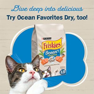 Purina Friskies Ocean Favorites Wet Cat Food Pate and Meaty Bits Variety Pack With Salmon and Tuna - (24) 5.5 oz. Cans