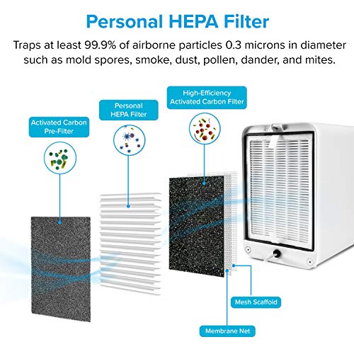 LEVOIT Air Purifier for Bedroom, HEPA Filter & Air Purifier Replacement Filter, Compatible with LV-H126 Air Purifier, Include 1 True HEPA and Activated Carbon Set, 3 Extra Pre-Filters, LV-H126-RF