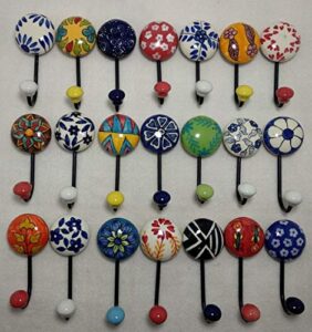 zoya - ceramic knobs assorted ceramic hooks handpainted hooks decorative hooks kitchen wall hooks batheroom hooks coat hangers towel hanger colorfull hooks (3 hooks, mix color 1)