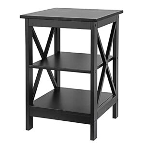 super deal 3-tier end table with storage shelves versatile x-design sofa side table for living room bedroom apartment small space, black