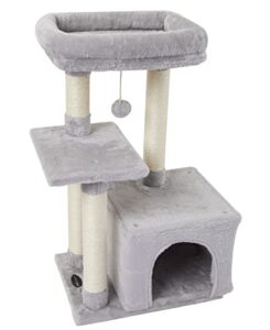 fish&nap cute cat tree kitten cat tower for indoor cat condo sisal scratching posts with jump platform cat furniture activity center play house grey