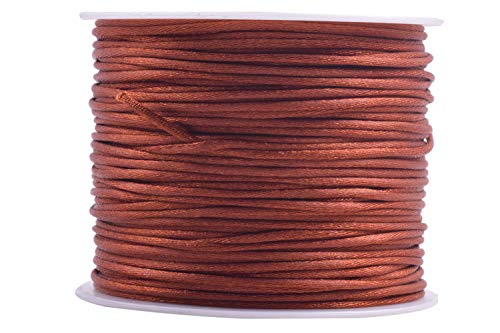 KONMAY 100 Yards 1.5mm Nylon Rattail Satin Silk Trim Cord, Bracelet Making String for Chinese Knotting, Kumihimo, Beading, Jewelry Making, Rust