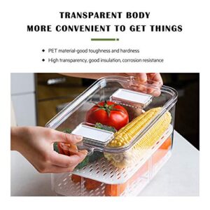 elabo Food Storage Containers Fridge Produce Saver- Stackable Refrigerator Organizer Keeper Drawers Bins Baskets with Lids and Removable Drain Tray for Veggie, Berry and Fruits, 1 Medium and 1 Large