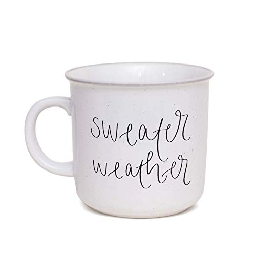 Sweet Water Decor Fall Coffee Mugs | Seasonal 16oz Ceramic Campfire Coffee Cup | Microwave & Dishwasher Safe Autumn Mug Great for Halloween, Pumpkin Spice Lattes & Thanksgiving (Sweater Weather)