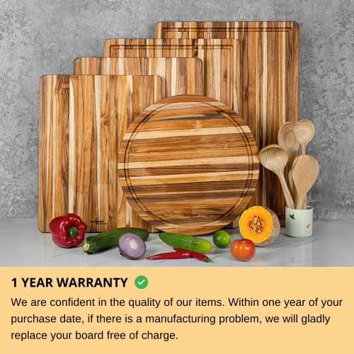 BEEFURNI Teak Wood Cutting Board with Hand Grip, Wooden Cutting Boards for Kitchen Medium, Chopping Board Wood, Gifts for Mom, Mothers Day Gifts, (Medium, 20 x 15 x 1.25 inches)