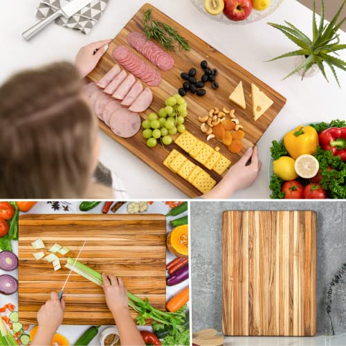 BEEFURNI Teak Wood Cutting Board with Hand Grip, Wooden Cutting Boards for Kitchen Medium, Chopping Board Wood, Gifts for Mom, Mothers Day Gifts, (Medium, 20 x 15 x 1.25 inches)