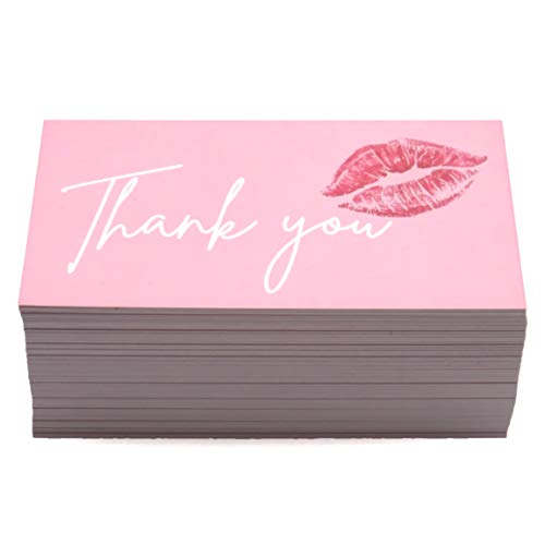 RXBC2011 Thank You for Your Purchase Cards red lips Kiss sweet Package Insert for online business Pack of 100, Pink