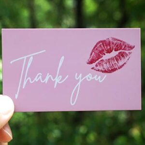 RXBC2011 Thank You for Your Purchase Cards red lips Kiss sweet Package Insert for online business Pack of 100, Pink