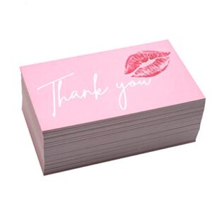 RXBC2011 Thank You for Your Purchase Cards red lips Kiss sweet Package Insert for online business Pack of 100, Pink