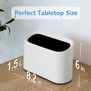 AYADA Tiny, Desk Mini Trash Can, Trash Bin, Waste Basket 1.5 L Desktop, Countertop, Makeup Tabletop Trash Can Little Cute Plastic (White)