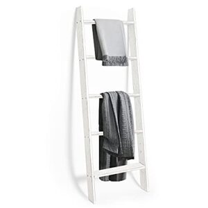 ilyapa blanket ladder for the living room - rustic decorative quilt ladder, white weathered wood