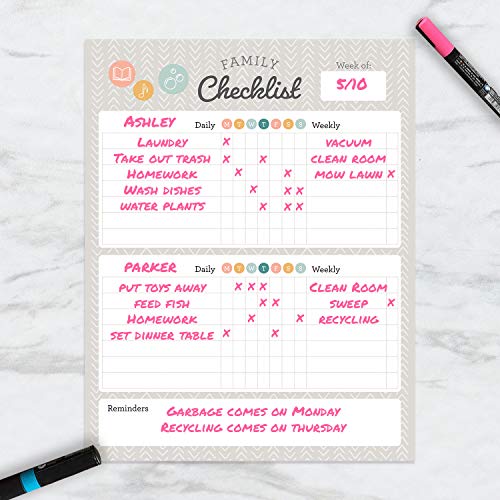 Neutral Toned Household Chore Chart / 14" x 18" Multiple Children Fill in Task List/Child Behavior Reward Chart