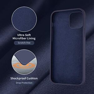 Cordking Designed for iPhone 12 Case, Designed for iPhone 12 Pro Case, Silicone Shockproof Phone Case with [Soft Anti-Scratch Microfiber Lining] 6.1 inch, Navy Blue