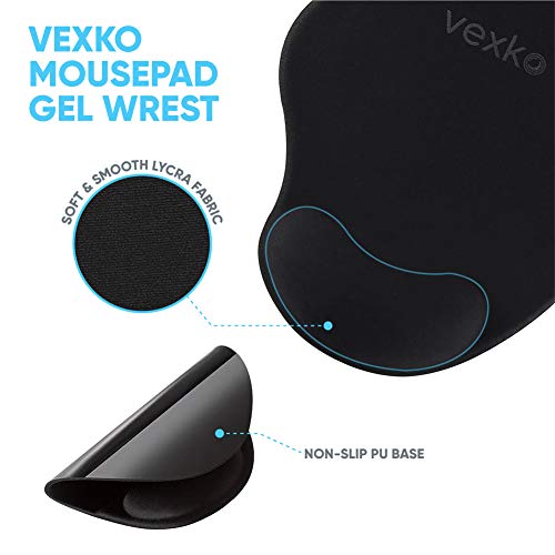 Vexko Bundle Logitech Wireless Computer Mouse M185 with Nano USB Unifying Receiver (Swift Gray) Ergonomic Gel Wrist Rest Mouse Pad (Black) Bundle-Kit