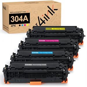 v4ink remanufactured toner cartridge replacement for hp 304a cc530a cc531a cc532a cc533a use with hp laserjet cp2025n cp2025dn cp2025x cm2320 cm2320n cm2320fxi tray_toners_cartridges_printer (4-pack)