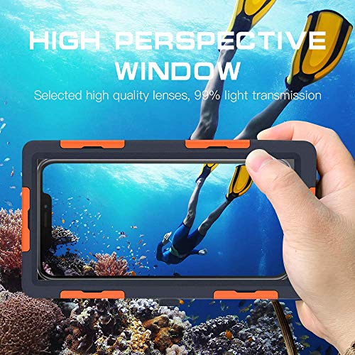 Diving Phone Case for iPhone Samsung, Professional Underwater Photography Housings Case with Lanyard[50ft/15m], Diving Case for iPhone 13 Mini/12 Mini/12/12 Pro Etc Orange/Black