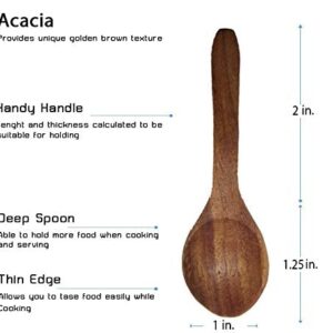 MINIATURE DOLL SIZE Tiny 2¾" Dia Acacia Calabash Wood Bowl for Condiments, Dip Sauce, Nuts, Ketchup, Jam, Herb, Prep, Olive, Salsa, Round Wooden Brown Bowl 2.75"x1.5" H Set of 4 (FREE 4 Wood Spoons)