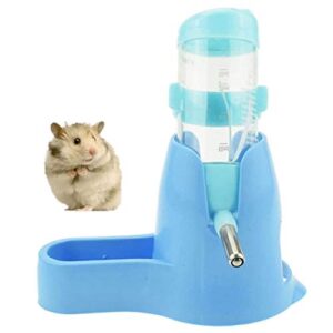 3 in 1 hamster hanging water bottle small animal auto dispenser with stand base for hamster rat gerbil mouse chinchillas squirrel guinea pig ferret rabbit cage toy (blue)