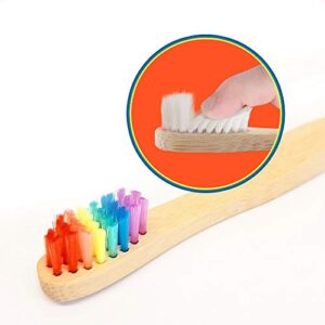 The Future is Bamboo – Rainbow Bamboo Toothbrush for Kids, Pack of 4 Children’s Bamboo Toothbrushes with Soft Wave Bristles