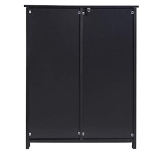 Iwell Bathroom Cabinet, Floor Storage Cabinet with 1 Door & 3 Drawers, Freestanding Entryway Bathroom Storage Cabinet for Bathroom, Living Room, Black