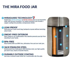 MIRA Lunch, Food Jar 2 Pack - Vacuum Insulated Stainless Steel Lunch Thermos - 13.5 oz - Set of 2 - Cactus Green, Denim Blue