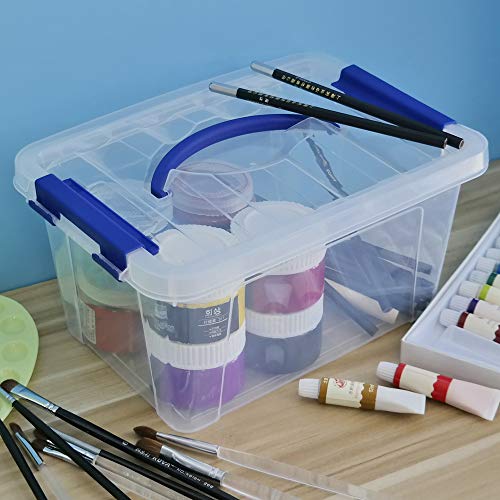 Jekiyo Clear Plastic Storage Bin, 6 Quart Latching Box Tote with Lid, Set of 2