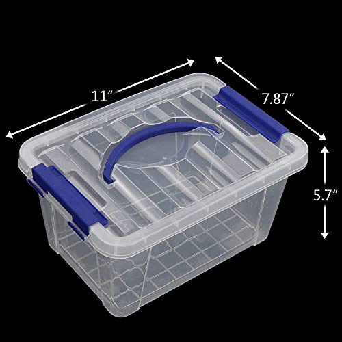 Jekiyo Clear Plastic Storage Bin, 6 Quart Latching Box Tote with Lid, Set of 2