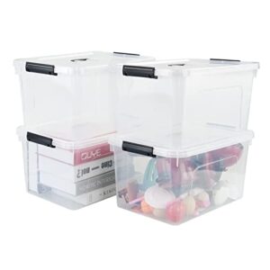 zerdyne 17.5 l clear plastic storage box, 4-pack latch storage bin