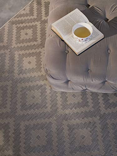 Furnish my Place Outdoor Collection Accent Diamond Rug - 5 ft. 3 in. x 7 ft. 6 in. Dove, Moroccan Water Proof Rug for Bedrooms, Gardens, Patio