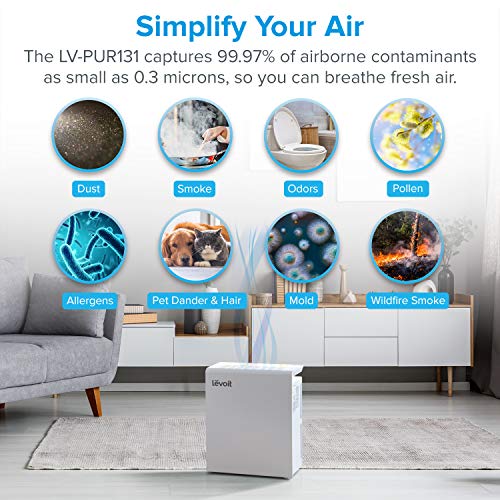 LEVOIT Air Purifier for Home Bedroom, H13 True HEPA Filter for Extra-Large Room, LV-PUR131 & Air Purifier LV-PUR131 Replacement Filter, True HEPA & Activated Carbon Filters Set, LV-PUR131-RF