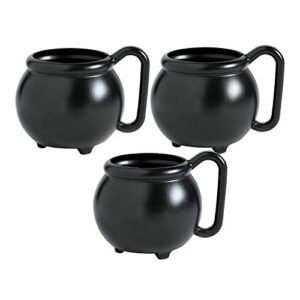 witch cauldron mugs for halloween - set of 12 plastic cups - hocus pocus and halloween party supplies