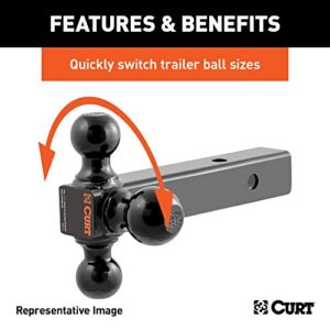 CURT 45651 Multi-Ball Trailer Hitch Ball Mount, 1-7/8, 2, 2-5/16-Inch Balls, Fits 2-1/2-Inch Receiver, 14,000 lbs