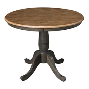 ic international concepts round top pedestal dining table, hickory/washed coal