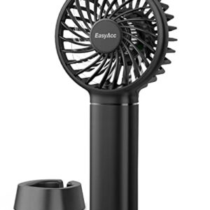 EasyAcc Mini Portable Fan Mini Handheld Fan, 3 Speed USB C Rechargeable Battery Operated Fan Pocket Fan, Personal Fan with Lanyard and Base Cooling Desk Fan for Kids Women for Travel Indoor Outdoor