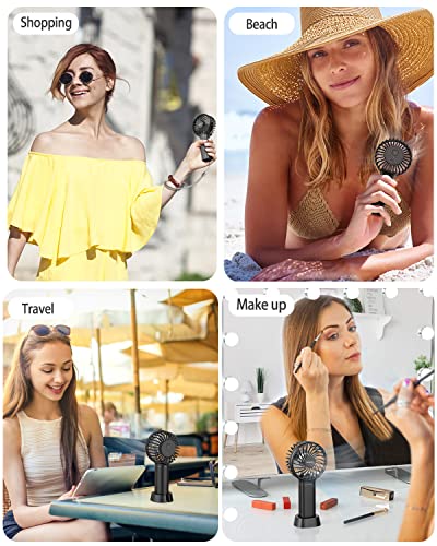 EasyAcc Mini Portable Fan Mini Handheld Fan, 3 Speed USB C Rechargeable Battery Operated Fan Pocket Fan, Personal Fan with Lanyard and Base Cooling Desk Fan for Kids Women for Travel Indoor Outdoor