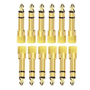 bnafes 12pcs 6.35mm (1/4 inch) male to 3.5mm (1/8 inch) female 3-conductor trs aux stereo audio headphone jack adapter - 24k gold plated