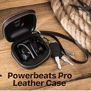 Hiram Powerbeats Pro Leather Case,Crazy Horse Leather Powerbeats Pro Case for Men and Women, Men's Leather Travel Case for Powerbeats Pro(Coffee)…