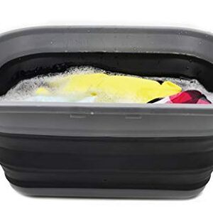 SAMMART 17.5L (4.6 Gallon) Small Collapsible/Foldable/Pop Up/Portable Washing Tub, Water Capacity 13.5L (1, Grey/Black)